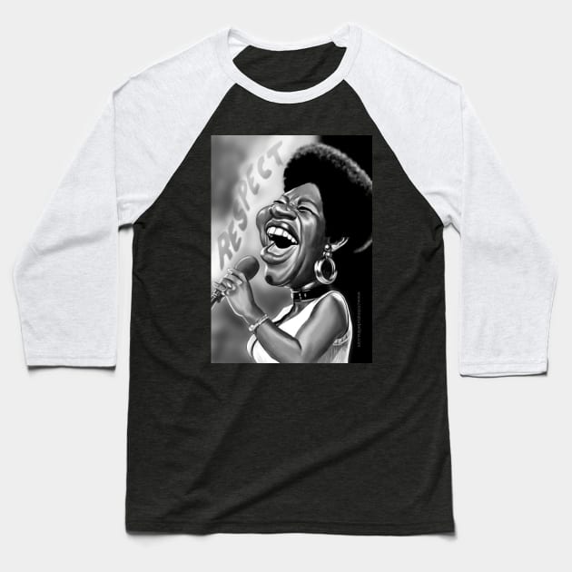 Aretha Franklin Baseball T-Shirt by cristinatorbellina